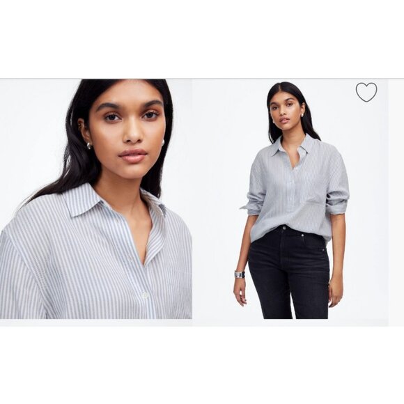 Madewell Tops - Madewell $88 Drapey Long-Sleeve Popover Shirt in Stripe Size M NT776